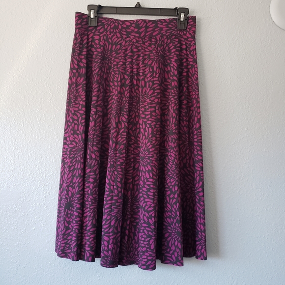 Purple black floral pleated high waist midi skirt - Picture 2 of 3